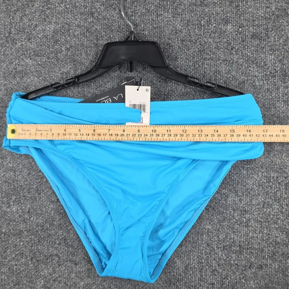 La Blanca Women's Size 14 Turquoise Blue Shirred Foldover Bikini Bottom UPF 50+